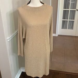 Cable & Gauge gold shimmering sweater dress Large
